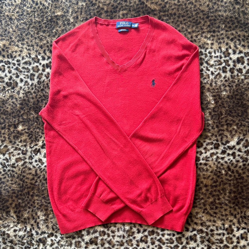 Polo by Ralph Lauren Men's V-Neck Red Sweater